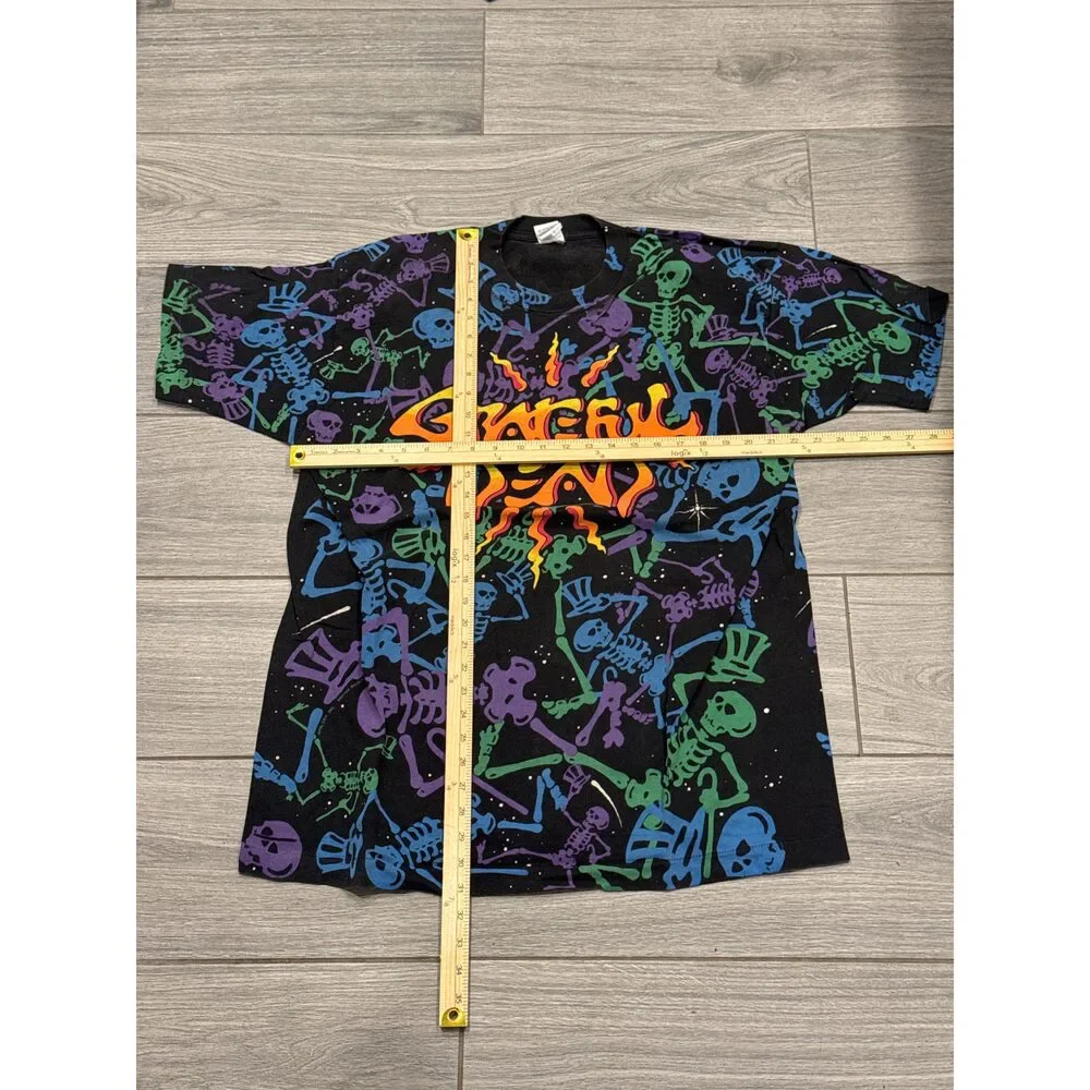 1992 Grateful Dead Skeleton Dead Space AOP‎ Black FOTL T-Shirt XL